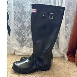 Hunter Glossy‎ Black Tall Rain Boots 6